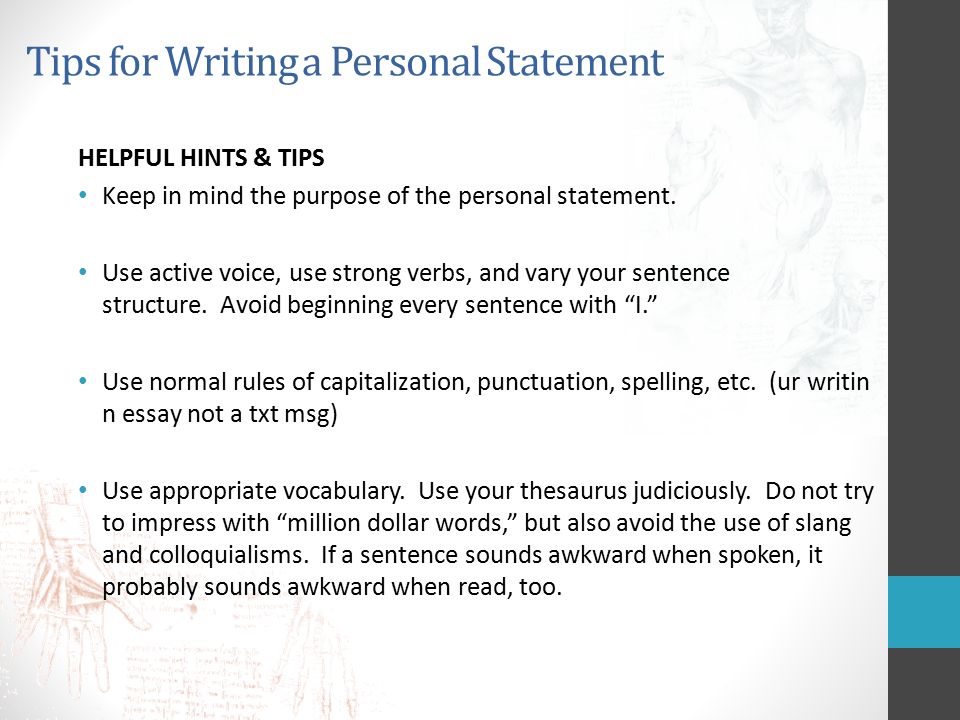 good opening lines for personal statements